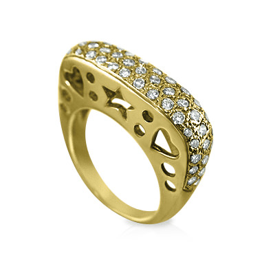 טבעת יהלומים זהב זהוב