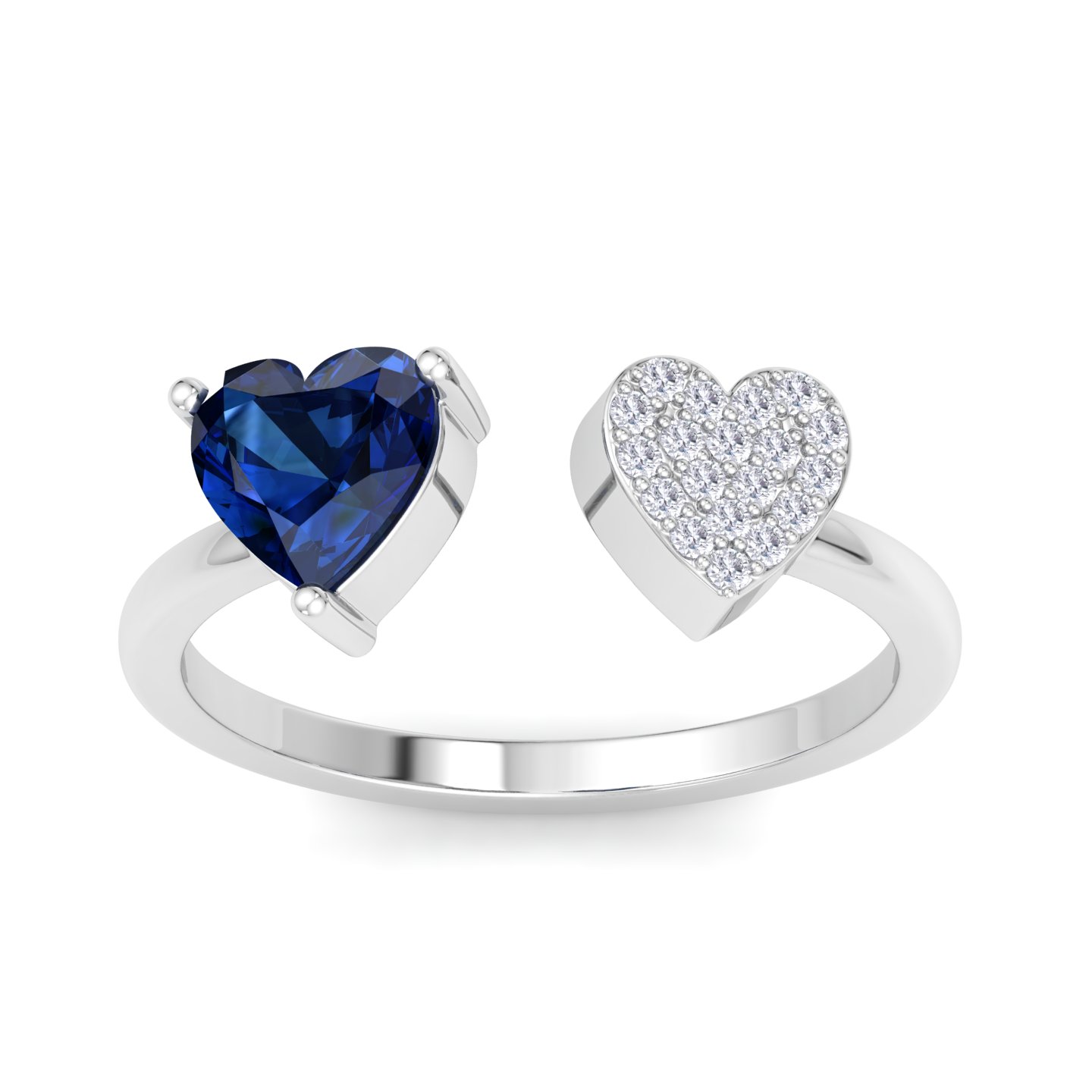 טבעת אבן חן בצורת לב ספיר אמרלד או רובי