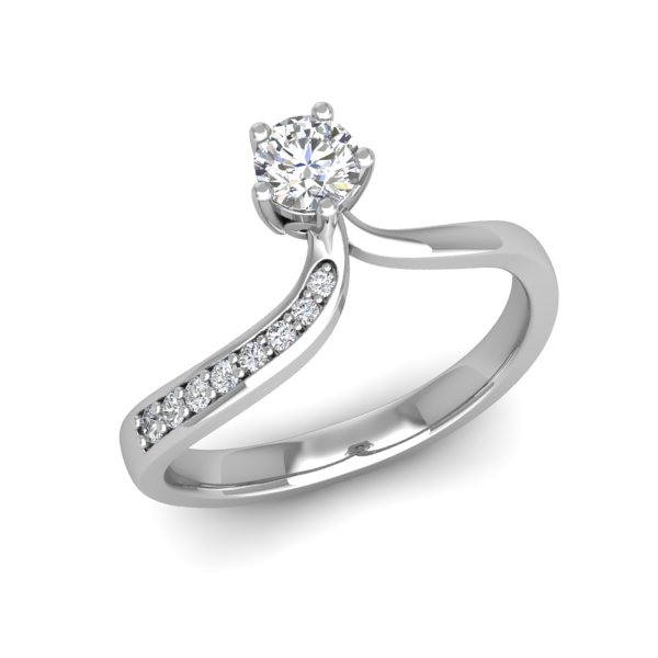 טבעת סוליטר עם יהלומים מעוצבת לאישה