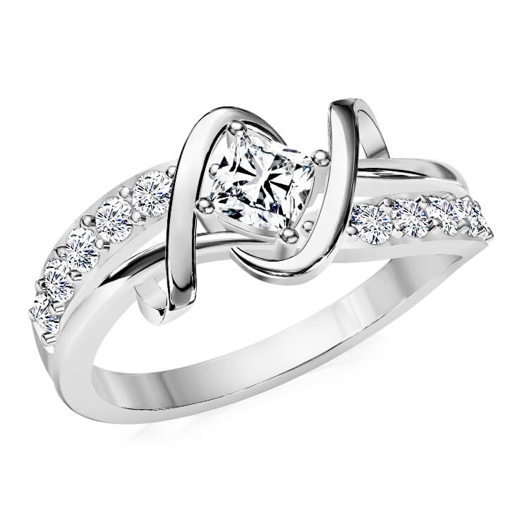 טבעת יהלומים בעיצוב טוויסט לאישה