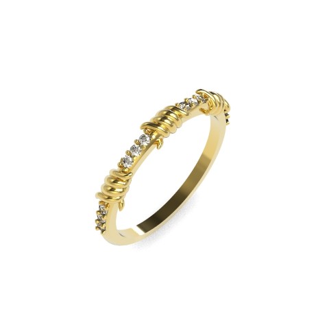 טבעת זהב מעוצבת בשיבוץ יהלומים