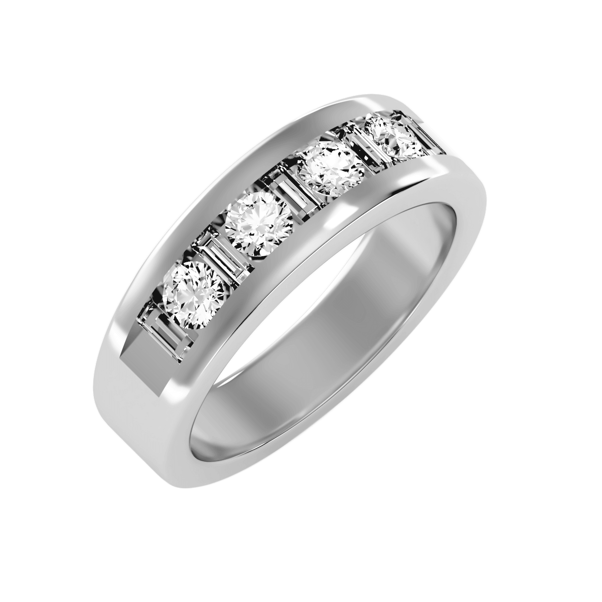 טבעת נישואין עם יהלומים בחיתוכים מיחדים