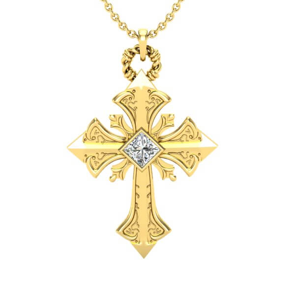 תליון צלב מעוצב Gold Cross Pendant