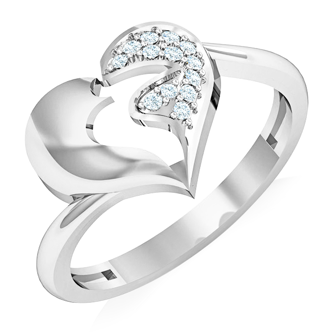 טבעת בעיצוב לב עם יהלומים