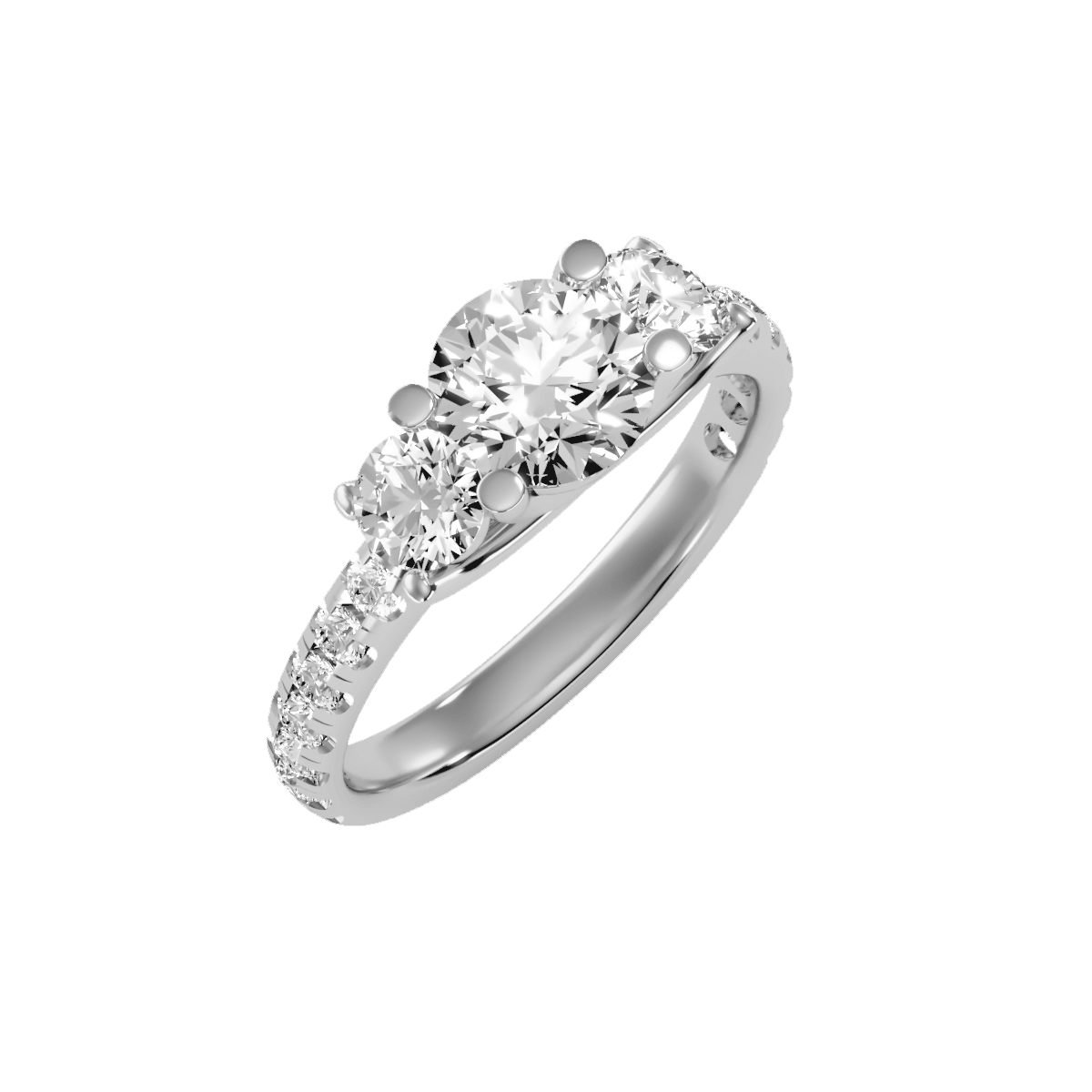 טבעת אירוסין טריפל עם יהלומים מעוצבת לאישה