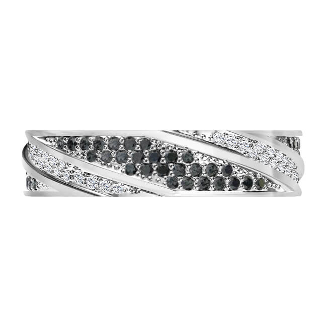טבעת נישואים עם יהלומים שחורים