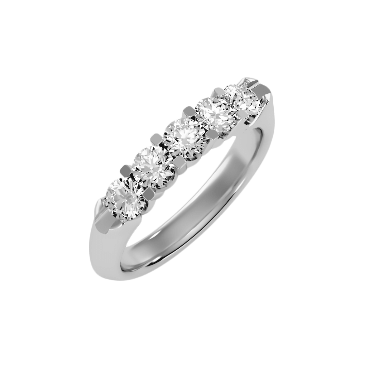 טבעת אינפיניטי חצי משובצת - 5 יהלומים