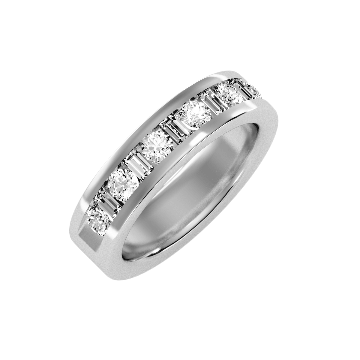 טבעת נישואין עבה משובצת יהלומים