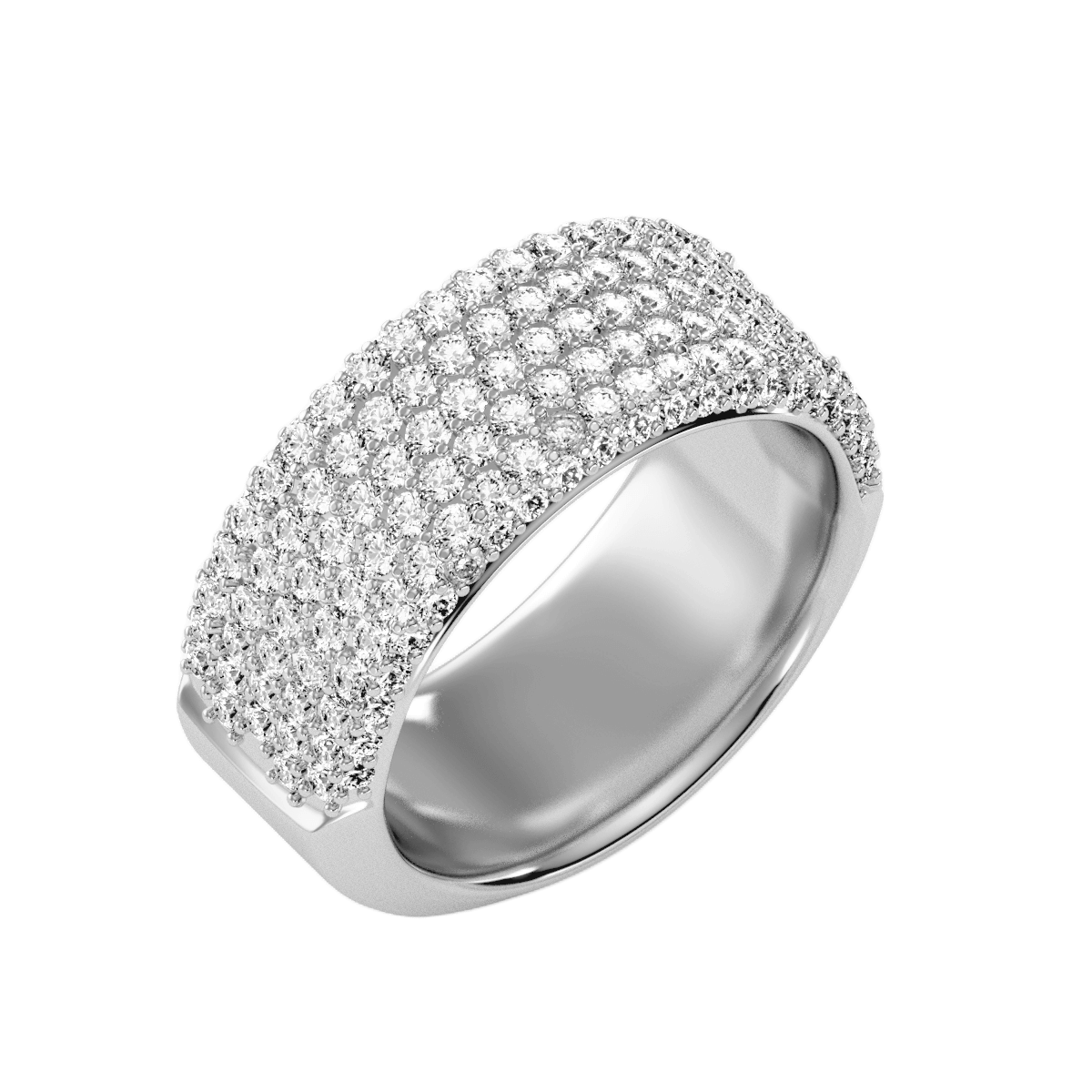 טבעת נישואין עבה משובצת יהלומים