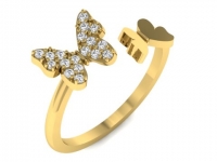 טבעת פרפר זהב ויהלומים