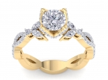 טבעת אירוסין זהב צהוב טוויסט עם יהלומים - 0.30 קראט