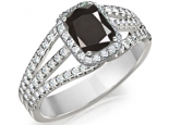 טבעת יהלומים יוקרתית יהלום שחור מרובע 1 קארט Black Diamonds