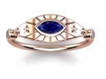 טבעת זהב בצורת עין - אבן חן ויהלומים
