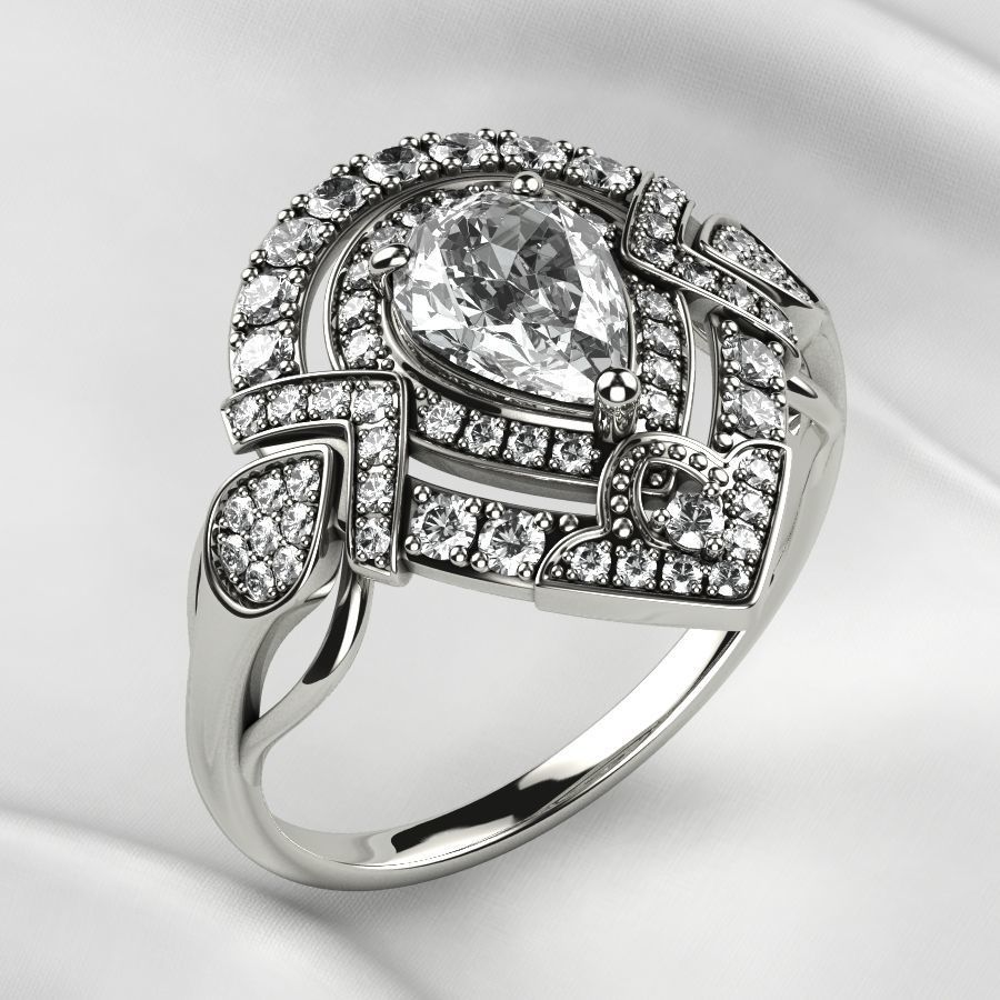 טבעת בעיצוב וינטג' ובשיבוץ יהלומים לאישה